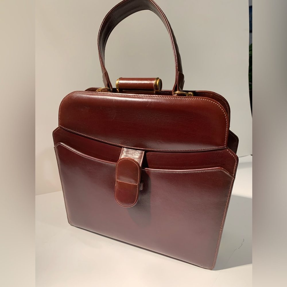 VINTAGE EVANS ELEGANCE Art Deco 40s Leather Handbag Structured Top Handle Luxe